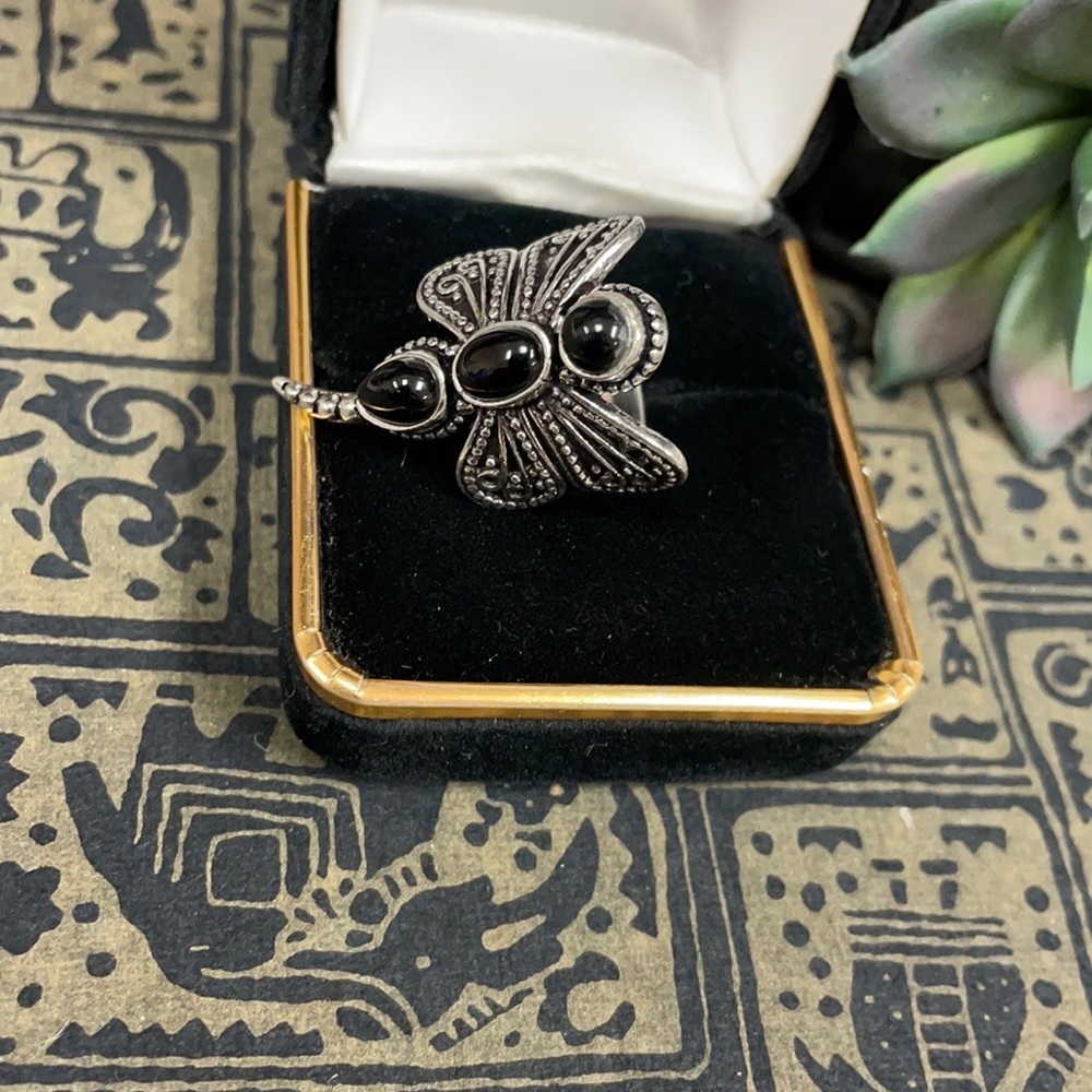 Onyx Dragonfly Ring - image 3